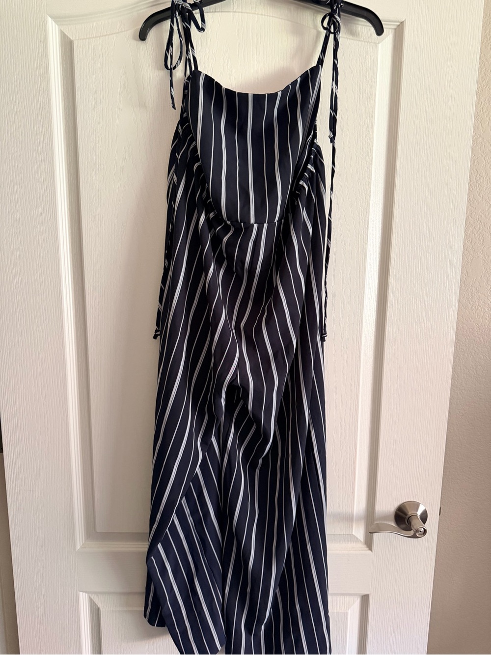 Liliana Navy and White Striped Jumpsuit